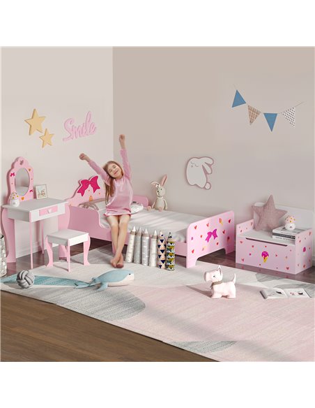 ZONEKIZ 4PCs Kids Bedroom Furniture Set, Princess Themed, Pink 313-P002 - pic 36967 | FastDaddyshop