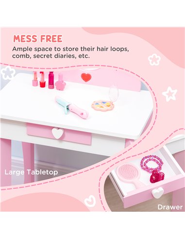 ZONEKIZ 4PCs Kids Bedroom Furniture Set, Princess Themed, Pink 313-P002