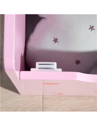 ZONEKIZ 4PCs Kids Bedroom Furniture Set with Bed, Toy Box Bench, Dressing Table and Stool, Princess Themed, for 3-6 Years Old, P