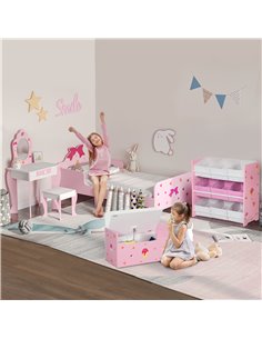 ZONEKIZ 5PCs Kids Bedroom Furniture Set, Princess Themed, for 3-6 Years Old, Pink 313-P003 2