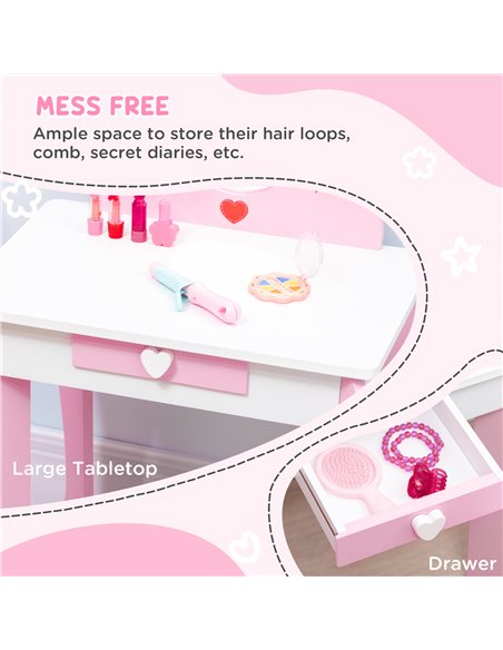 ZONEKIZ 5PCs Kids Bedroom Furniture Set, Princess Themed, for 3-6 Years Old, Pink 313-P003 - pic 36979 | FastDaddyshop