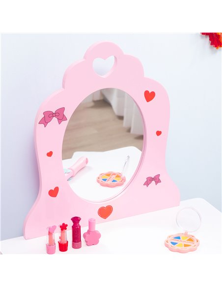 ZONEKIZ 5PCs Kids Bedroom Furniture Set with Bed, Toy Box Bench, Storage Unit, Dressing Table and Stool, Princess Themed, for 3- - pic 36982 | FastDaddyshop