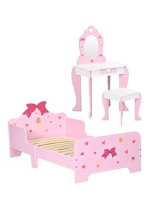 ZONEKIZ 3PCs Kids Bedroom Furniture Set, Princess Themed, for 3-6 Years Old, Pink 313-P001
