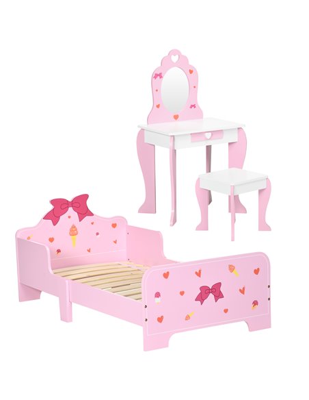 ZONEKIZ 3PCs Kids Bedroom Furniture Set, Princess Themed, for 3-6 Years Old, Pink 313-P001 - pic 36984 | FastDaddyshop