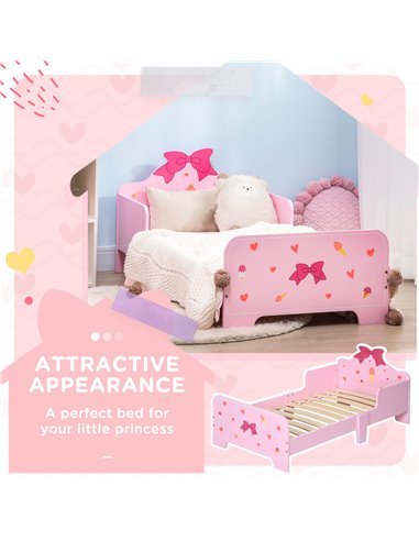 ZONEKIZ 3PCs Kids Bedroom Furniture Set with Bed, Dressing Table and Stool, Princess Themed, for 3-6 Years Old, Pink 313-P001