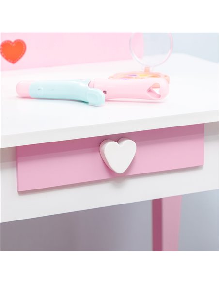 ZONEKIZ 3PCs Kids Bedroom Furniture Set with Bed, Dressing Table and Stool, Princess Themed, for 3-6 Years Old, Pink 313-P001 - pic 36991 | FastDaddyshop