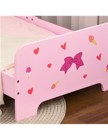ZONEKIZ 3PCs Kids Bedroom Furniture Set with Bed, Dressing Table and Stool, Princess Themed, for 3-6 Years Old, Pink 313-P001