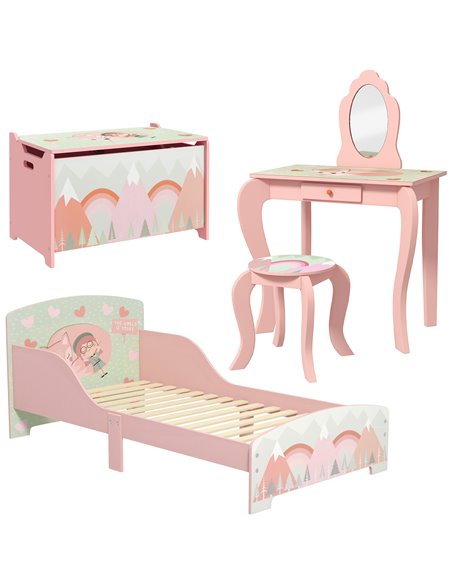 ZONEKIZ Kids Bedroom Furniture Set for Ages 3-6 Years, Pink 313-P009 - pic 37011 | FastDaddyshop