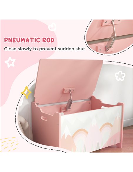 ZONEKIZ Kids Bedroom Furniture Set Includes Bed Frame, Toy Chest, Dressing Table for Ages 3-6 Years, Pink 313-P009 - pic 37016 | FastDaddyshop