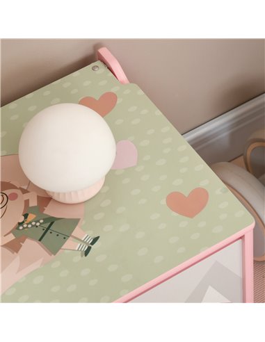 ZONEKIZ Kids Bedroom Furniture Set Includes Bed Frame, Toy Chest, Dressing Table for Ages 3-6 Years, Pink 313-P009