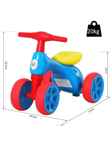 HOMCOM Toddler Training Walker Balance Ride-On Toy with Rubber Wheels Blue