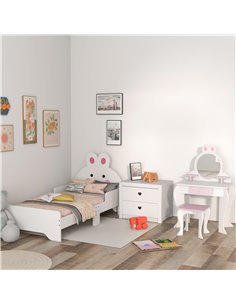 ZONEKIZ Wooden Kids Bedroom Furniture Set, Bunny-Design, White and pink 313-P012 2