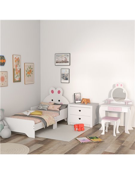 ZONEKIZ Wooden Kids Bedroom Furniture Set, Bunny-Design, White and pink 313-P012 - pic 37048 | FastDaddyshop
