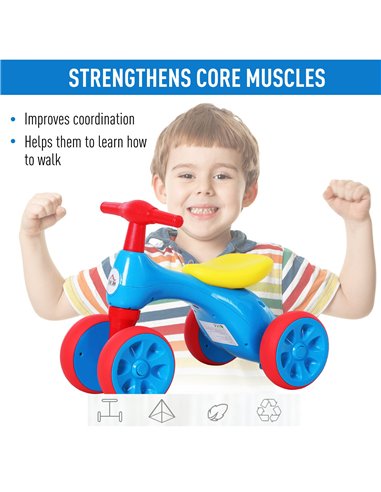 HOMCOM Toddler Training Walker Balance Ride-On Toy with Rubber Wheels Blue