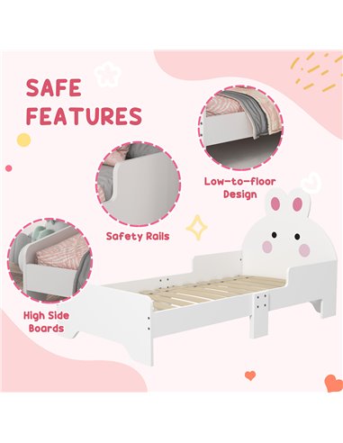 ZONEKIZ Wooden Kids Bedroom Furniture Set, Bunny-Design, White and pink 313-P012