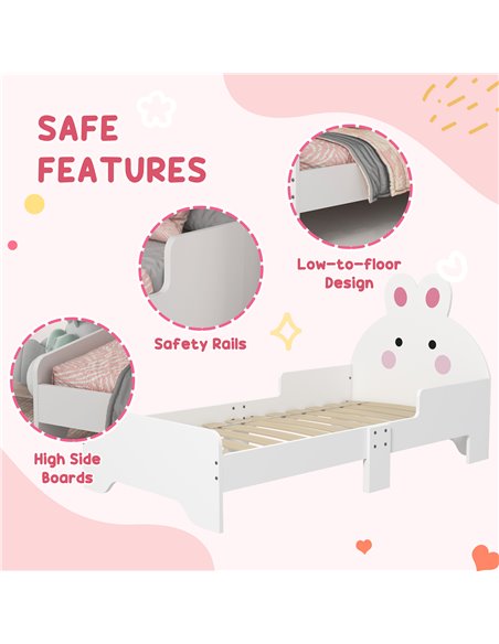 ZONEKIZ Wooden Kids Bedroom Furniture Set, Bunny-Design, White and pink 313-P012 - pic 37050 | FastDaddyshop