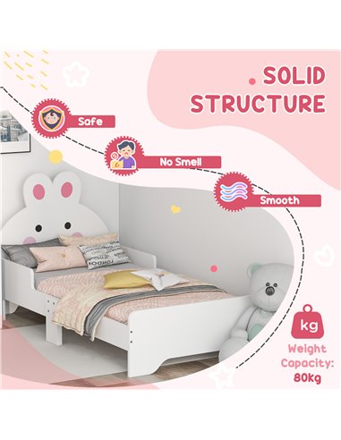 ZONEKIZ Wooden Kids Bedroom Furniture Set, Bunny-Design, White and pink 313-P012
