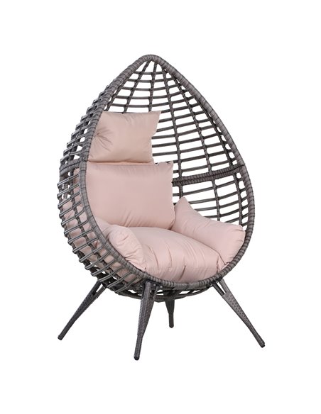 Outsunny Outdoor Indoor Rattan Egg Chair with Cushion, Grey & Beige 867-047V70 - pic 37056 | FastDaddyshop