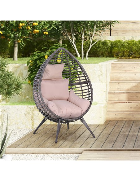 Outsunny Outdoor Indoor Rattan Egg Chair with Cushion, Grey & Beige 867-047V70 - pic 37057 | FastDaddyshop