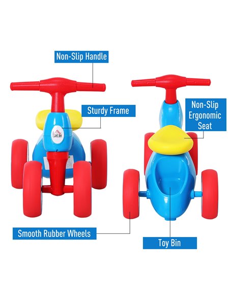 HOMCOM Toddler Training Walker Balance Ride-On Toy with Rubber Wheels Blue - pic 3706 | FastDaddyshop