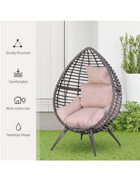 Outsunny Outdoor Indoor Rattan Egg Chair Wicker Weave Teardrop Chair with Cushion 867-047V70 - pic 37061 | FastDaddyshop