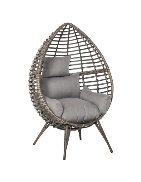 Outsunny Outdoor Indoor Rattan Egg Chair with Cushion, Grey 867-047V70GY - pic 37065 | FastDaddyshop
