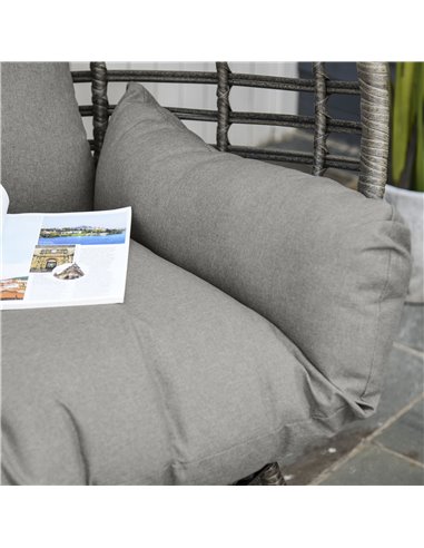 Outsunny Outdoor Indoor Rattan Egg Chair Wicker Weave Teardrop Chair with Cushion Grey 867-047V70GY