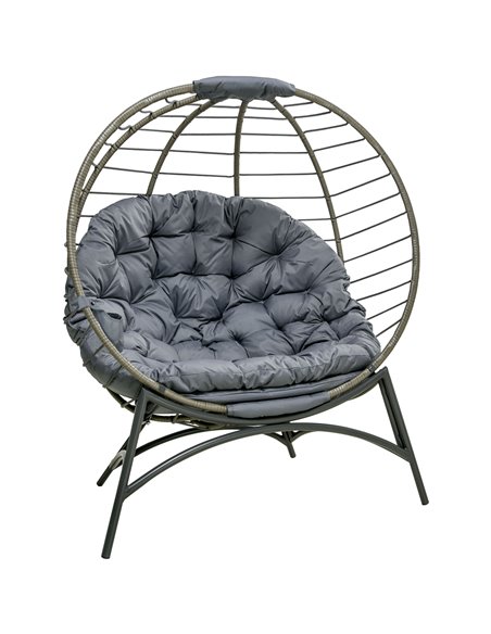 Outsunny Folding Rattan Egg Chair, Freestanding Basket Chair with Cushion, Grey 84G-057V71GY - pic 37101 | FastDaddyshop
