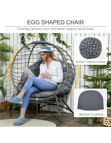 Outsunny Folding Rattan Egg Chair, Freestanding Basket Chair with Cushion, Grey 84G-057V71GY - pic 37105 | FastDaddyshop