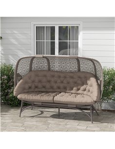 Outsunny Folding Outdoor Hollow Design 3 Seater Egg Chair, Sand Brown 84G-056V70SD 2