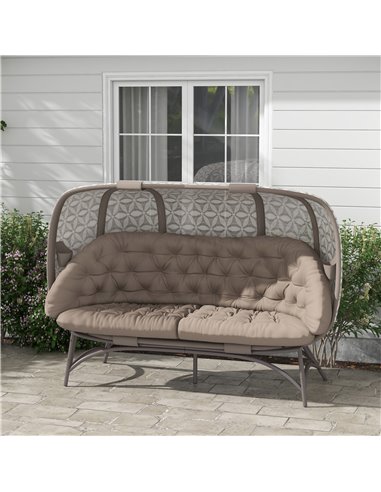 Outsunny Folding Outdoor Hollow Design 3 Seater Egg Chair, Sand Brown 84G-056V70SD