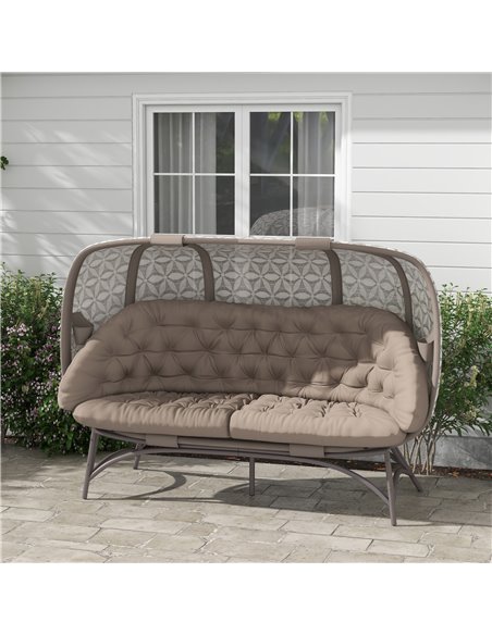 Outsunny Folding Outdoor Hollow Design 3 Seater Egg Chair, Sand Brown 84G-056V70SD - pic 37111 | FastDaddyshop
