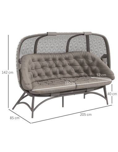 Outsunny Folding Outdoor Hollow Design 3 Seater Egg Chair, Sand Brown 84G-056V70SD