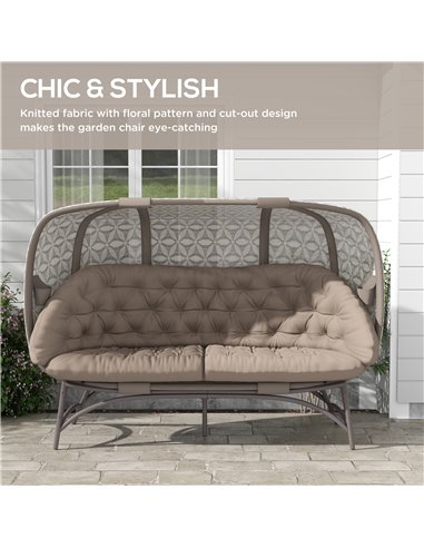 Outsunny Folding Outdoor Hollow Design 3 Seater Egg Chair, Sand Brown 84G-056V70SD