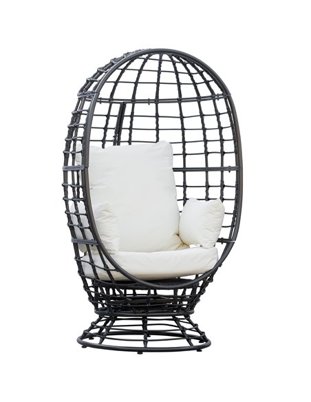 Outsunny Rattan Outdoor Swivel Egg Chair with Cushion, Black 867-088V71BK - pic 37119 | FastDaddyshop