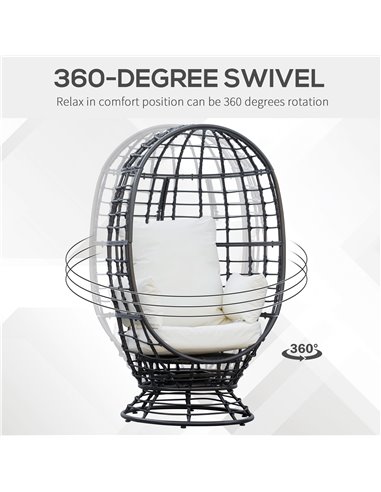 Outsunny Rattan Outdoor Swivel Egg Chair with Cushion, Black 867-088V71BK