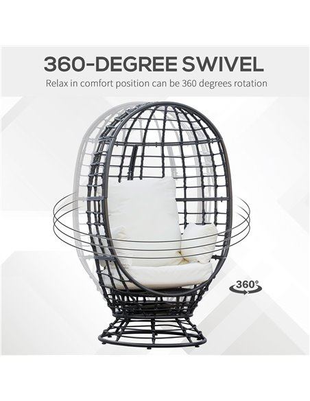 Outsunny Rattan Outdoor Swivel Egg Chair with Cushion, Black 867-088V71BK - pic 37122 | FastDaddyshop