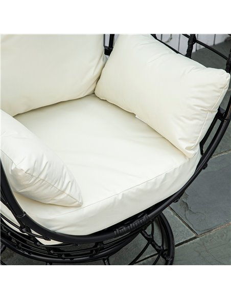 Outsunny Swivel Egg Chair, Rattan Outdoor Chair with Cushion and Pillow for Balcony, Garden, Patio, Black 867-088V71BK - pic 37125 | FastDaddyshop