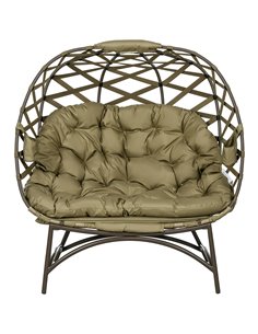 Outsunny 2 Seater Folding Weave Egg Chair Outdoor with Cushion, Khaki 84G-264V70KK