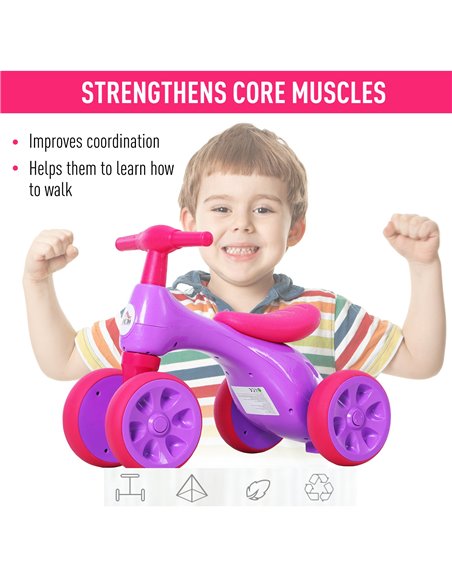 HOMCOM Toddler Training Walker Balance Ride-On Toy with Rubber Wheels Purple - pic 3713 | FastDaddyshop