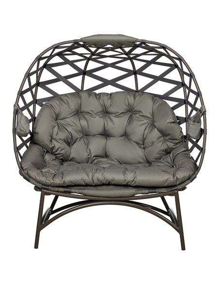 Outsunny 2 Seater Folding Weave Egg Chair Outdoor with Cushion, Sand Brown 84G-264V70SD - pic 37137 | FastDaddyshop