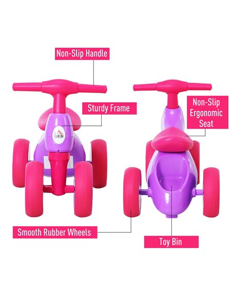 HOMCOM Toddler Training Walker Balance Ride-On Toy with Rubber Wheels Purple - pic 3714 | FastDaddyshop