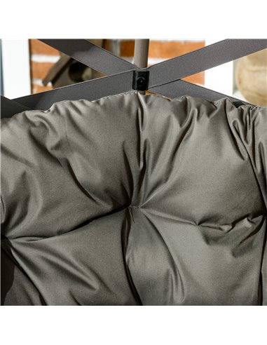 Outsunny 2 Seater Egg Chair Outdoor, Folding Weave Garden Furniture Chair with Cushion, Cup Pockets - Sand Brown 84G-264V70SD