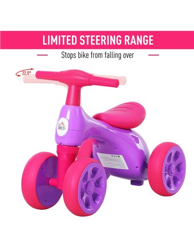 HOMCOM Toddler Training Walker Balance Ride-On Toy with Rubber Wheels Purple