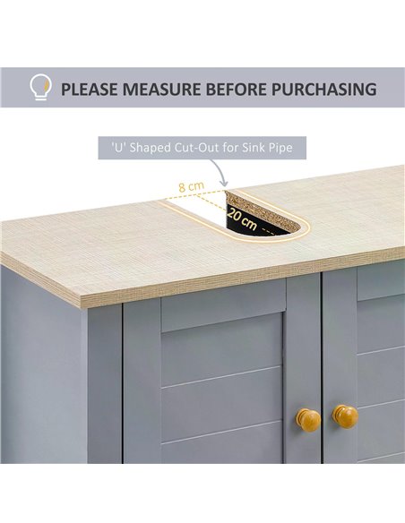 kleankin Under Sink Cabinet, Bathroom Vanity Unit, Pedestal Under Sink Design, Storage Cupboard with Adjustable Shelf, Grey 834- - pic 37167 | FastDaddyshop