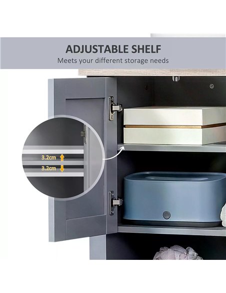 kleankin Under Sink Cabinet, Bathroom Vanity Unit, Pedestal Under Sink Design, Storage Cupboard with Adjustable Shelf, Grey 834- - pic 37168 | FastDaddyshop