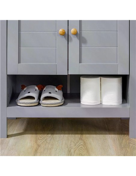 kleankin Under Sink Cabinet, Bathroom Vanity Unit, Pedestal Under Sink Design, Storage Cupboard with Adjustable Shelf, Grey 834- - pic 37170 | FastDaddyshop