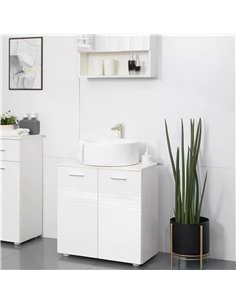 Kleankin Under Sink Cabinet, Bathroom Vanity Unit, White 834-375 2