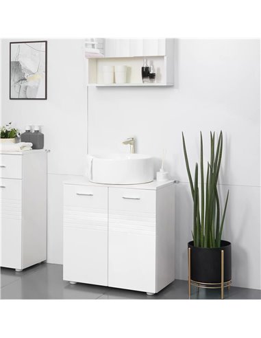 Kleankin Under Sink Cabinet, Bathroom Vanity Unit, White 834-375