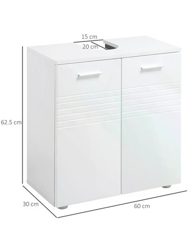 Kleankin Under Sink Cabinet, Bathroom Vanity Unit, White 834-375